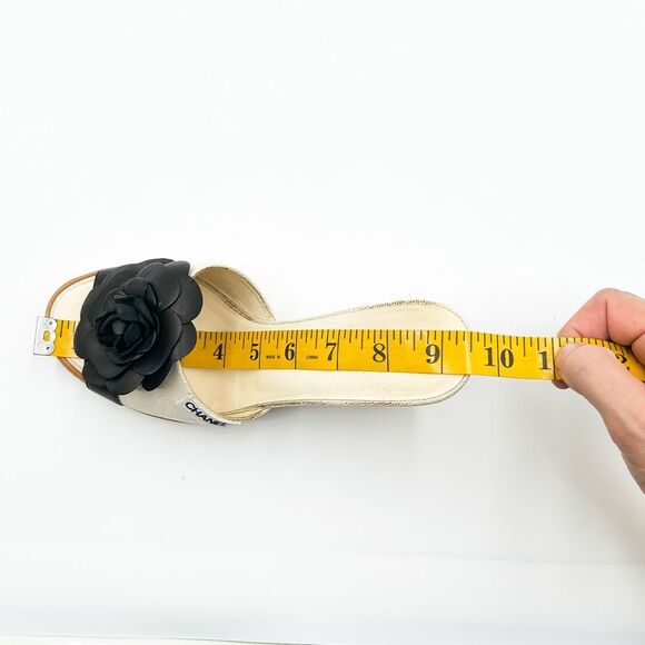 Chanel Camellia Wedge Sandals Slides Mules EU 37 US 6-6.5 - Picture 13 of 15